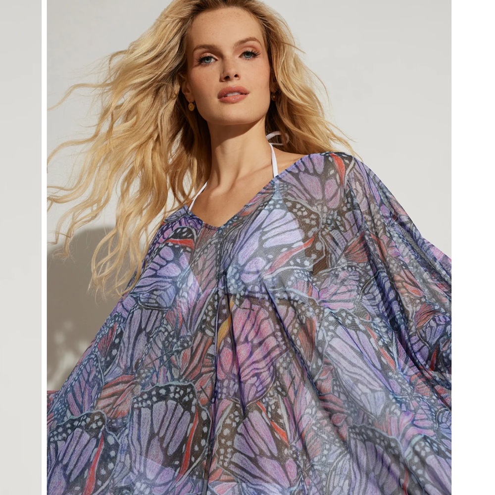Ala Von Auersperg MONARCH Kiki Short Mesh Kaftan ~ Sz S 🩷🩵💜